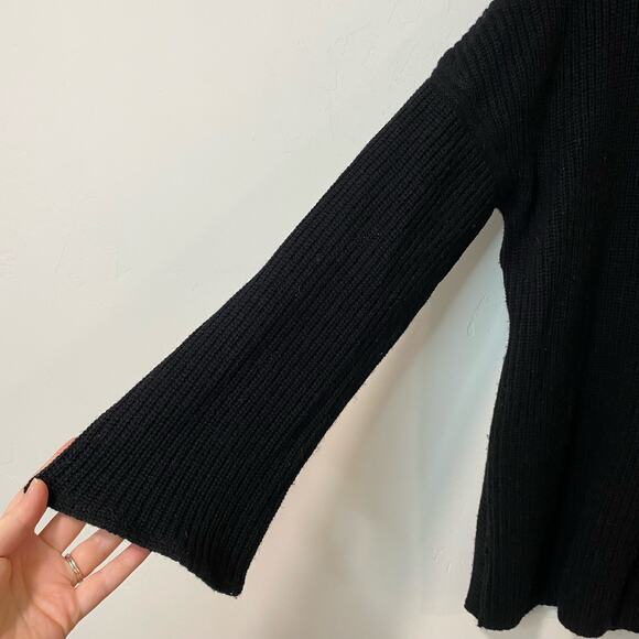 The Reset R Label Women's V Neck Sweater Pullover Black Large Belle Sleeve - Picture 6 of 9